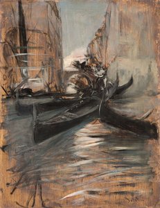 Canal com gôndolas, Veneza, Itália, 1910-14 de Giovanni Boldini