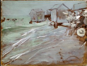 Ostend Beach Painting de Giovanni Boldini (1842-1931) Dim. 27x35 cm Bologna, coleção particular de Giovanni Boldini
