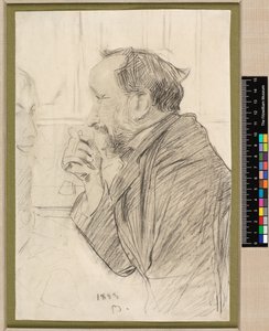 Retrato de Edgar Degas em uma mesa de café de Giovanni Boldini
