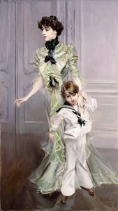 Retrato de Madame Hugo e seu filho, 1924 de Giovanni Boldini
