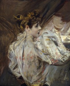 Retrato de uma jovem mulher de perfil Eleonora Duse, c. 1895