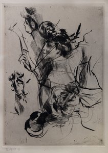 Retrato de uma jovem mulher com figuras de Giovanni Boldini
