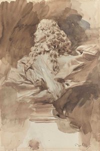 Estudo de um busto de Francesco I d&39;Este, após Bernini (lavar no papel) de Giovanni Boldini