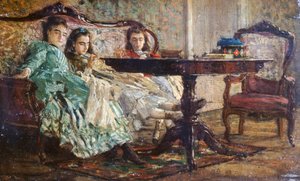 As Irmãs Laskaraki de Giovanni Boldini (1842-1931), óleo sobre madeira de Giovanni Boldini