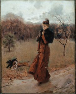 A Caminhada para o Parque em Nápoles (óleo sobre tela) de Giovanni Boldini