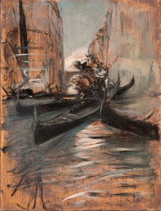 Vista de um canal em Veneza com gôndolas (Canal veneziano e gôndolas) Pintura de Giovanni Boldini (1842-1931) 1910-1914 Coleção particular de Giovanni Boldini