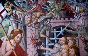 Descida para o inferno, c.1492 (detalhe de 3702448) de Giovanni Canavesio