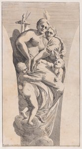 Estudo para um pendente representando Justiça e Caridade, 1630-50. de Giovanni Cesare Testa