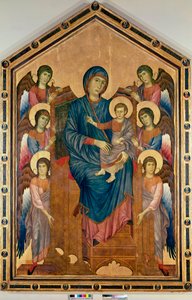 A Virgem e o Menino em Majeste rodeados por seis anjos (século XIII, tempera sobre madeira)