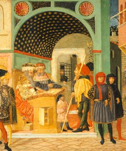 Histórias de Susanne, cerca de 1450, lado direito do peito pintado por Giovanni di Ser Giovanni, conhecido como Lo Scheggia (1406-1486), tempera no painel, Detalhe