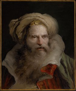 Um homem barbudo com um turbante de Giovanni Domenico Tiepolo