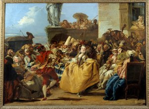 Cena de Carnaval ou "o Menuet" Máscara de Dança no século XVIII. Pintura de Gian Domenico Tiepolo (1727-1804) Sol. 1,12x0,8 m.