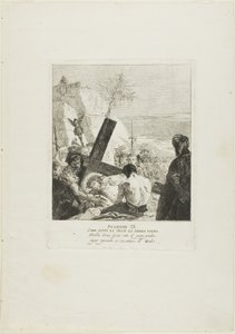 Cristo cai sob a cruz pela terceira vez, prato nove da Via-Sacra de Giovanni Domenico Tiepolo