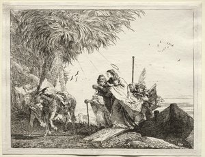 Fuga para o Egito: A Sagrada Família, Desembarque de Giovanni Domenico Tiepolo