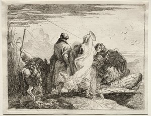 Fuga para o Egito: A Sagrada Família deixando a costa de Giovanni Domenico Tiepolo