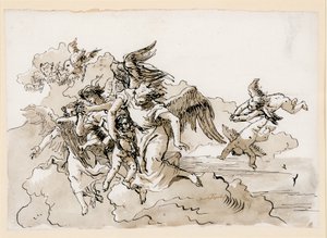 Anjos voadores e Putti de Giovanni Domenico Tiepolo