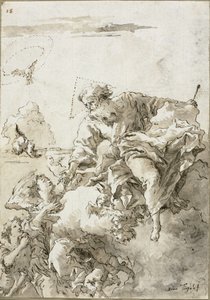 Deus Pai Apoiado por Anjos nas Nuvens, eu de Giovanni Domenico Tiepolo