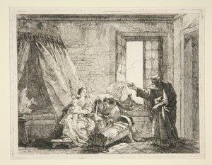 José anuncia a Maria a Ordem de Partida, da série Idee pittoresche sopra la fuga in Egitto (Voo para o Egipto) de Giovanni Domenico Tiepolo