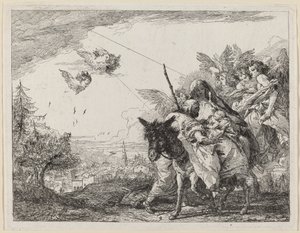 José, de pé, adora a criança de Giovanni Domenico Tiepolo