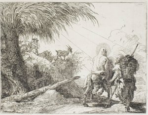 José e Maria Passando por um Pastor e Seu Rebanho, placa onze de A Fuga para o Egito de Giovanni Domenico Tiepolo