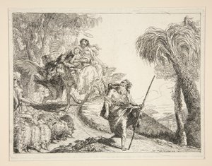 José com a Virgem e a Criança, da série Idee pittoresche sopra la fuga em Egitto (Voo para o Egipto) de Giovanni Domenico Tiepolo