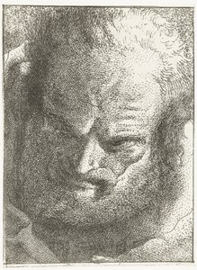 Homem olhando para baixo Coleção de cabeças (título da série) Raccolta di Teste (título da série) de Giovanni Domenico Tiepolo