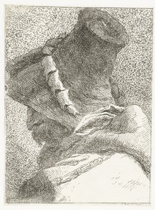 Homem com a cabeça virada com chapéu Coleção de cabeças (título da série) Raccolta di Teste (título da série) de Giovanni Domenico Tiepolo