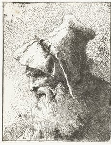 Homem com barba e chapéu Coleção de cabeças (título da série) Raccolta di Teste (título da série) de Giovanni Domenico Tiepolo