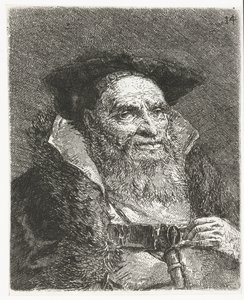homem com boina Coleção de cabeças (título da série) Raccolta di Teste (título da série) de Giovanni Domenico Tiepolo