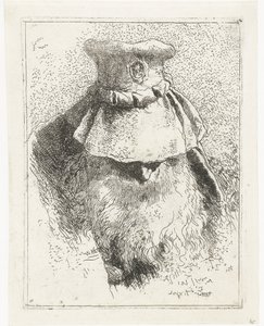 Homem com cabeça baixa e chapéu grande Coleção de cabeças (título da série) Raccolta di Teste (título da série) de Giovanni Domenico Tiepolo