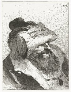 Homem com chapéu virado para cima Coleção de cabeças (título da série) Raccolta di Teste (título da série) de Giovanni Domenico Tiepolo