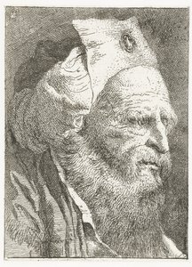 Homem de chapéu virado para cima Coleção de cabeças (título da série) Raccolta di Teste (título da série) de Giovanni Domenico Tiepolo