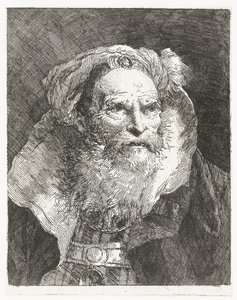 Homem com turbante e gola alta Coleção de cabeças (título da série) Raccolta di Teste (título da série) de Giovanni Domenico Tiepolo