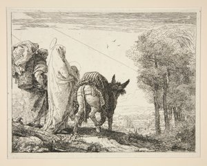 Mary Holding her Child in her Arms, da série Idee pittoresche sopra la fuga in Egitto (Flight into Egypt) de Giovanni Domenico Tiepolo