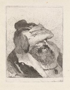 Velho com o chapéu na testa, da Raccolta di Teste (Colecção de Cabeças) de Giovanni Domenico Tiepolo