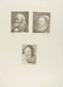 Velho com barba, velho barbudo com chapéu, velho com boné decorativo de Giovanni Domenico Tiepolo