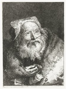 Ancião com pulseira na mão Coleção de cabeças (título da série) Raccolta di Teste (título da série) de Giovanni Domenico Tiepolo