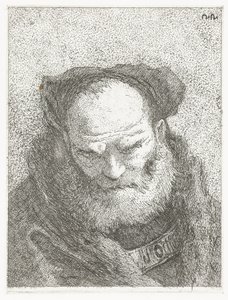 Velho com barba e cabeça arqueada
Colecção de cabeças (título da série)
Raccolta di Teste (título da série) de Giovanni Domenico Tiepolo