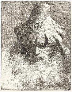 Velho de chapéu cônico com aba de fenda Coleção de cabeças (título da série) Raccolta di Teste (título da série) de Giovanni Domenico Tiepolo