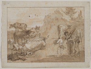 Ovelhas e vacas, década de 1790. de Giovanni Domenico Tiepolo