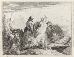 A Sagrada Família se preparando para embarcar de Giovanni Domenico Tiepolo