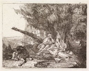 A Sagrada Família descansando sob um abeto (A fuga para o Egipto XXIII) de Giovanni Domenico Tiepolo