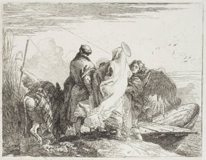 A Sagrada Família Saindo do Banco, placa quinze de A Fuga para o Egito de Giovanni Domenico Tiepolo