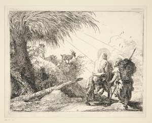 A Sagrada Família num Caminho Rochoso, da série Idee pittoresche sulla fuga em Egitto (Voo para o Egipto) de Giovanni Domenico Tiepolo