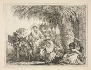 A Sagrada Família sob uma Palmeira, da série Idee pittoresche sopra la fuga em Egitto (Voo para o Egipto) de Giovanni Domenico Tiepolo