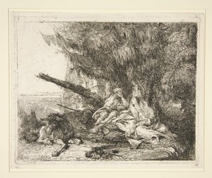 The Rest on the Flight into Egypt, from the series Idee pittoresche sopra la fuga in Egitto (Voo para o Egipto) de Giovanni Domenico Tiepolo