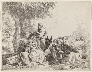 O descanso no vôo, com anjos adoradores de Giovanni Domenico Tiepolo