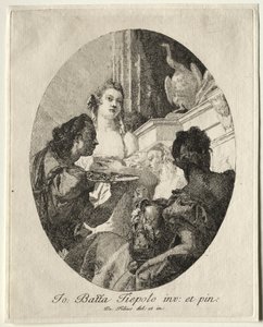 Três mulheres apresentando presentes de Marc Anthony para Cleópatra de Giovanni Domenico Tiepolo