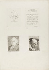 Página de rosto, dedicatória, retrato de Giambattista Tiepolo, velho barbudo de Giovanni Domenico Tiepolo