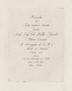 Página de rosto, da Raccolta di Teste (Coleção de Cabeças) de Giovanni Domenico Tiepolo